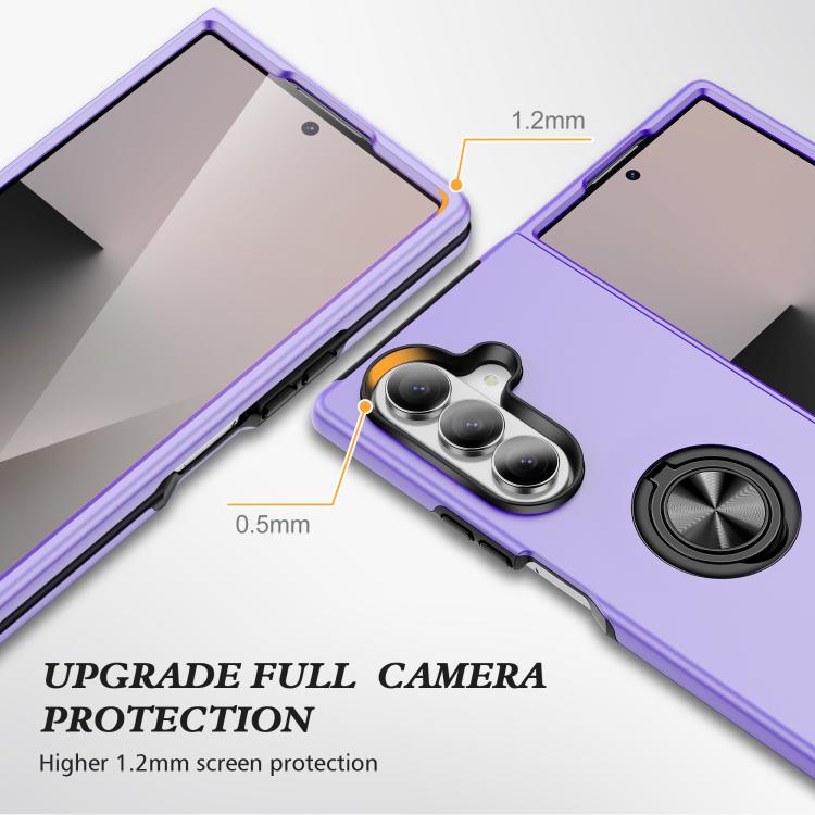 For Samsung Galaxy Z Fold7 5G PC + TPU Magnetic Phone Case with Invisible Ring Holder