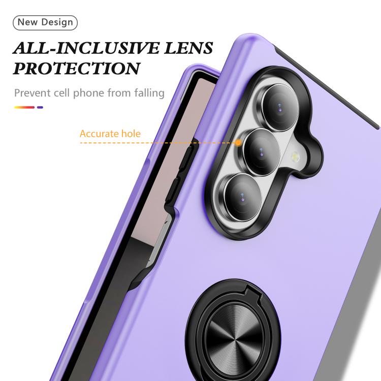 For Samsung Galaxy Z Fold7 5G PC + TPU Magnetic Phone Case with Invisible Ring Holder