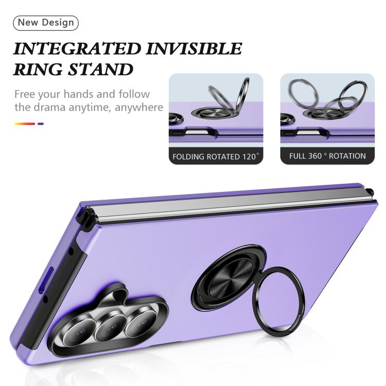 For Samsung Galaxy Z Fold7 5G PC + TPU Magnetic Phone Case with Invisible Ring Holder