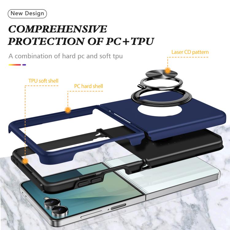 For Samsung Galaxy Z Flip7 5G PC + TPU Magnetic Phone Case with Invisible Ring Holder