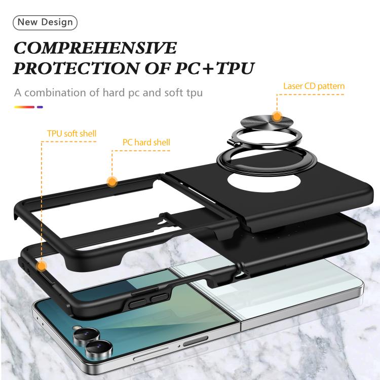 For Samsung Galaxy Z Flip7 5G PC + TPU Magnetic Phone Case with Invisible Ring Holder