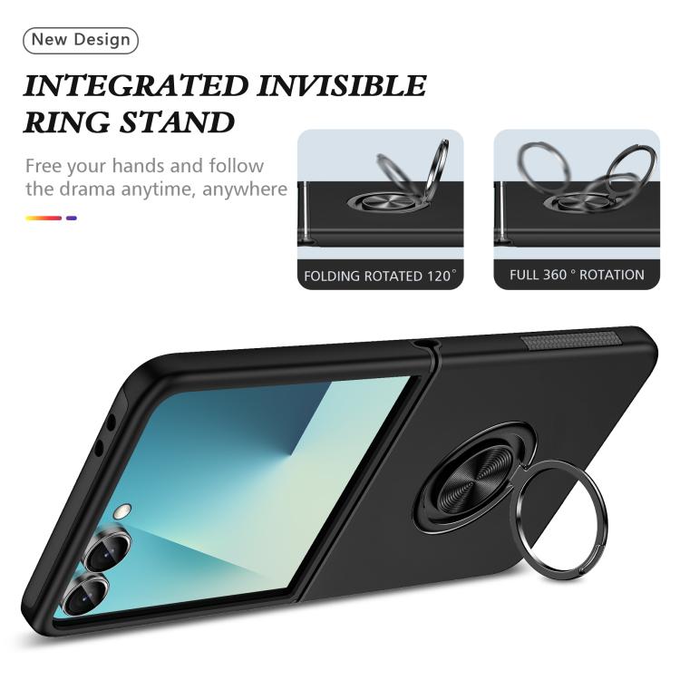 For Samsung Galaxy Z Flip7 5G PC + TPU Magnetic Phone Case with Invisible Ring Holder