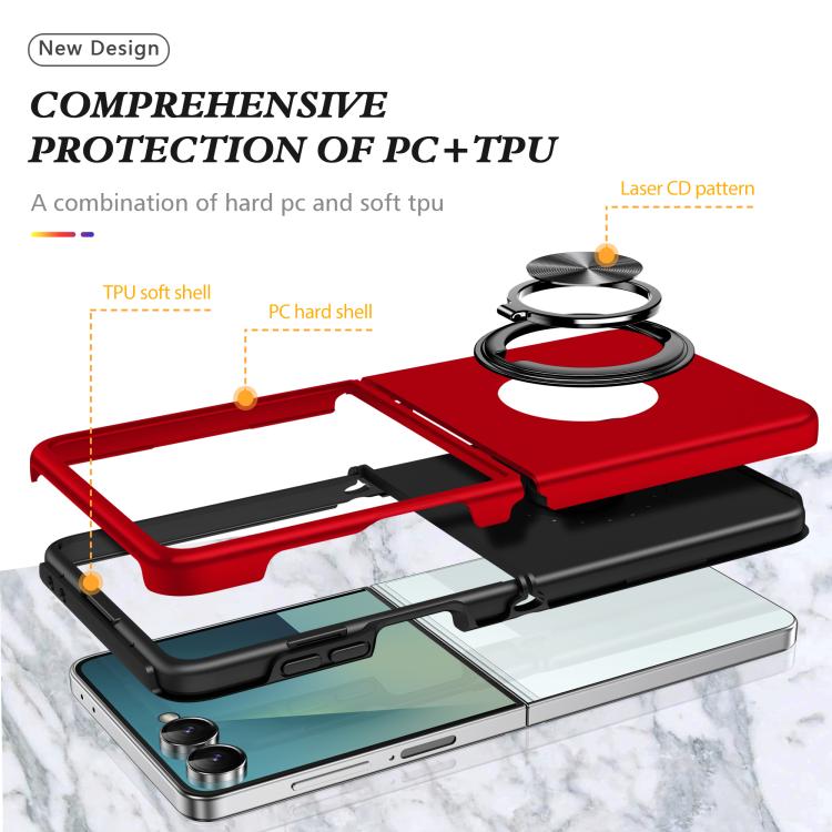 For Samsung Galaxy Z Flip7 5G PC + TPU Magnetic Phone Case with Invisible Ring Holder