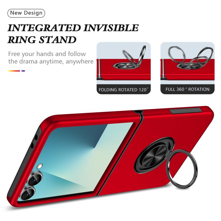For Samsung Galaxy Z Flip7 5G PC + TPU Magnetic Phone Case with Invisible Ring Holder