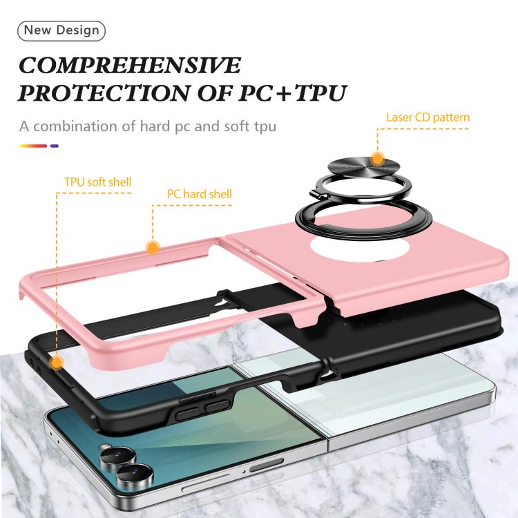 For Samsung Galaxy Z Flip7 5G PC + TPU Magnetic Phone Case with Invisible Ring Holder