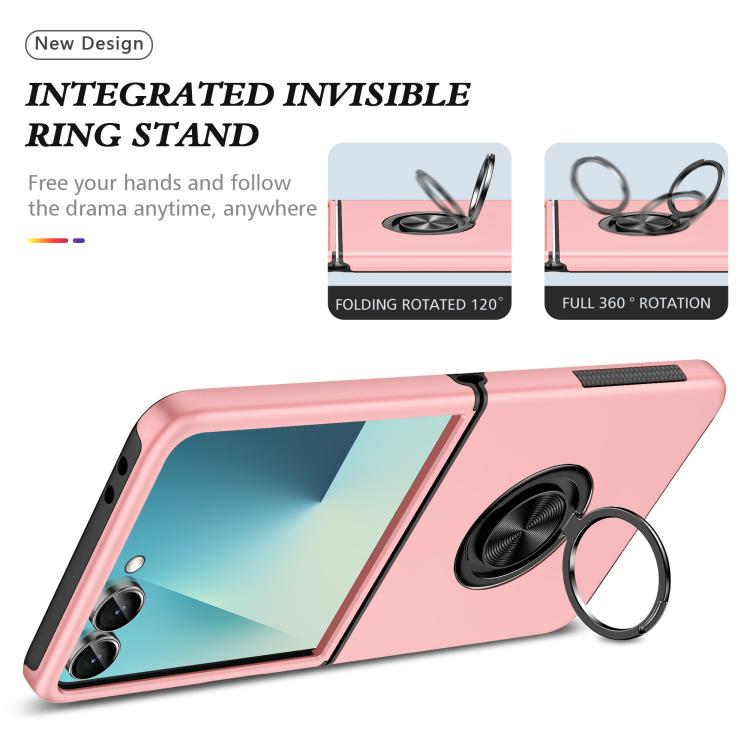 For Samsung Galaxy Z Flip7 5G PC + TPU Magnetic Phone Case with Invisible Ring Holder