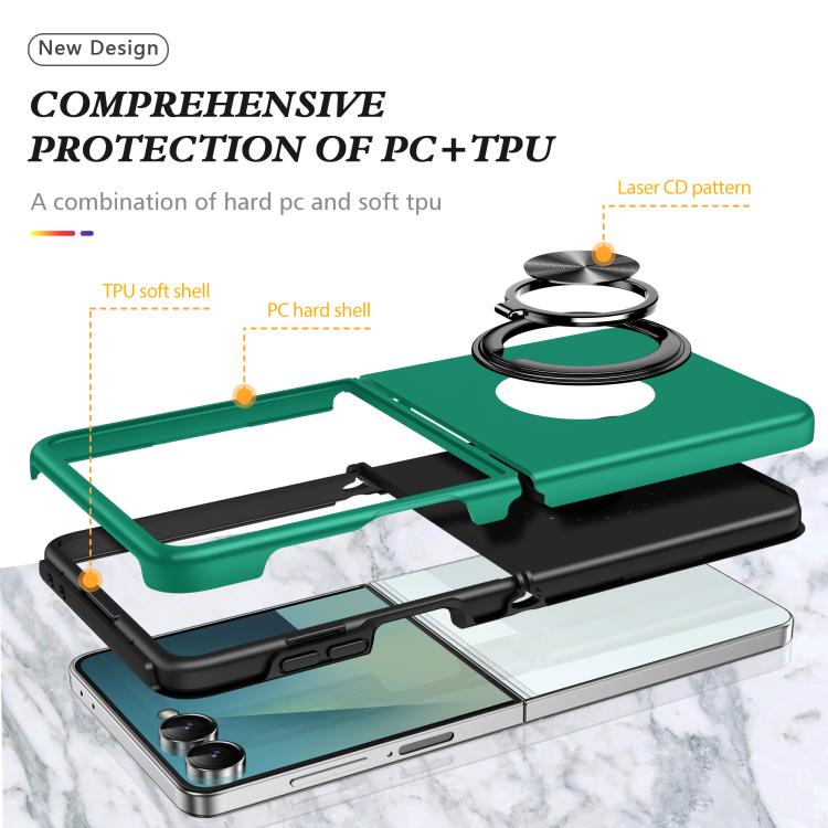 For Samsung Galaxy Z Flip7 5G PC + TPU Magnetic Phone Case with Invisible Ring Holder