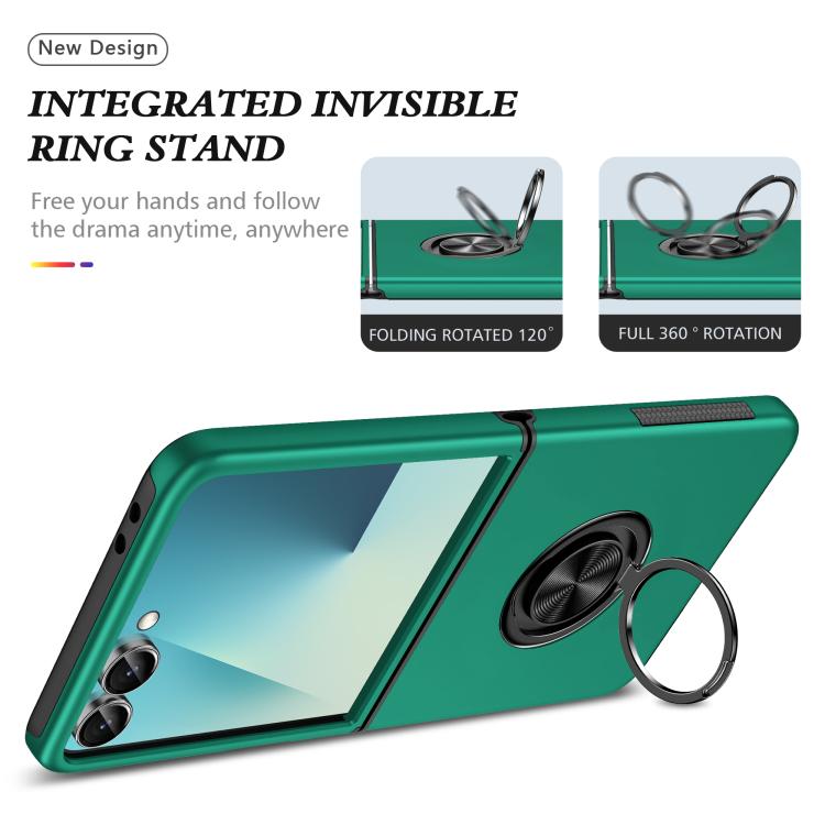 For Samsung Galaxy Z Flip7 5G PC + TPU Magnetic Phone Case with Invisible Ring Holder