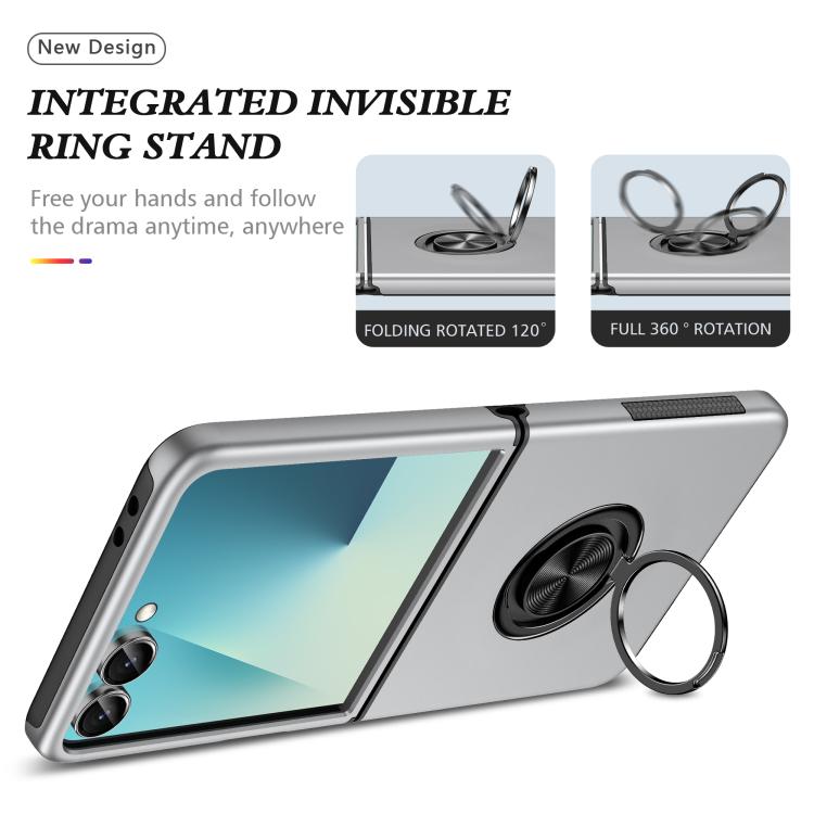For Samsung Galaxy Z Flip7 5G PC + TPU Magnetic Phone Case with Invisible Ring Holder