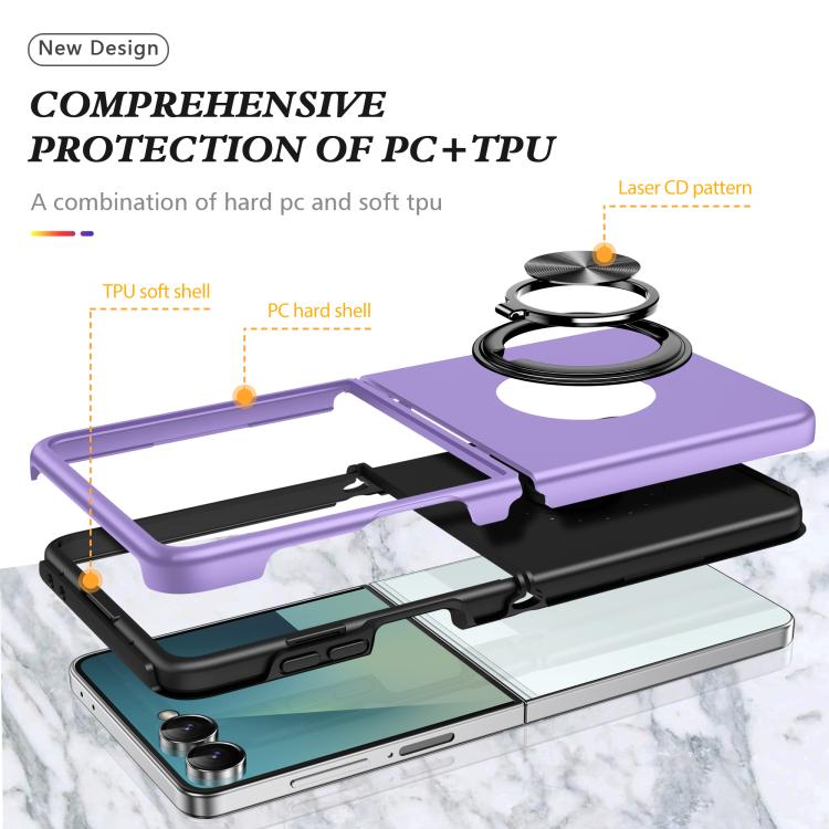 For Samsung Galaxy Z Flip7 5G PC + TPU Magnetic Phone Case with Invisible Ring Holder
