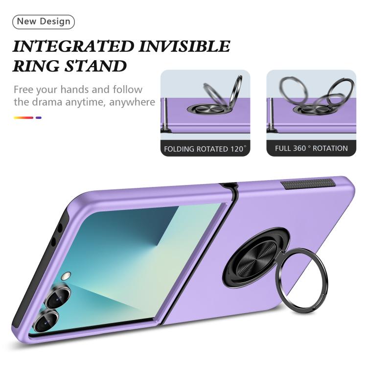 For Samsung Galaxy Z Flip7 5G PC + TPU Magnetic Phone Case with Invisible Ring Holder