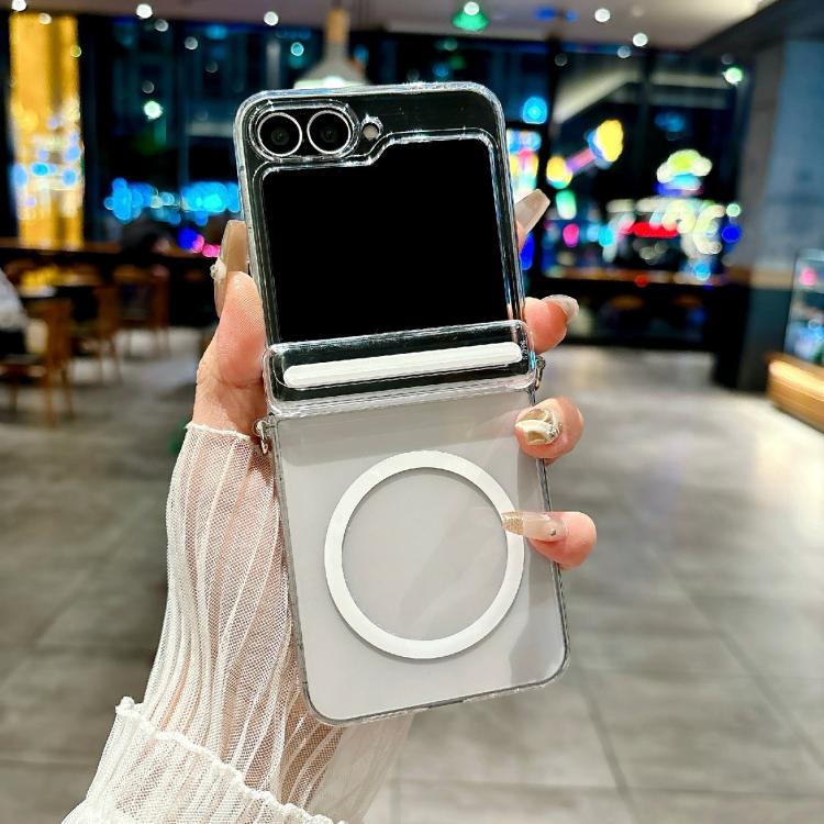 For Samsung Galaxy Z Flip5 Side Buckle Axis Transparent MagSafe Phone Case