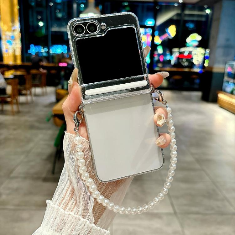 For Samsung Galaxy Z Flip5 Side Buckle Axis Transparent Phone Case with Bracelet