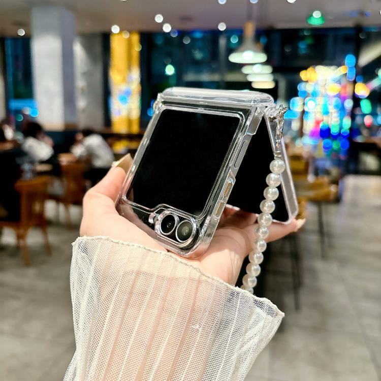 For Samsung Galaxy Z Flip5 Side Buckle Axis Transparent Phone Case with Bracelet