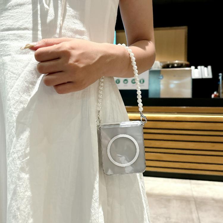 For Samsung Galaxy Z Flip6/7 FE Side Buckle Axis Transparent MagSafe Phone Case with Bracelet
