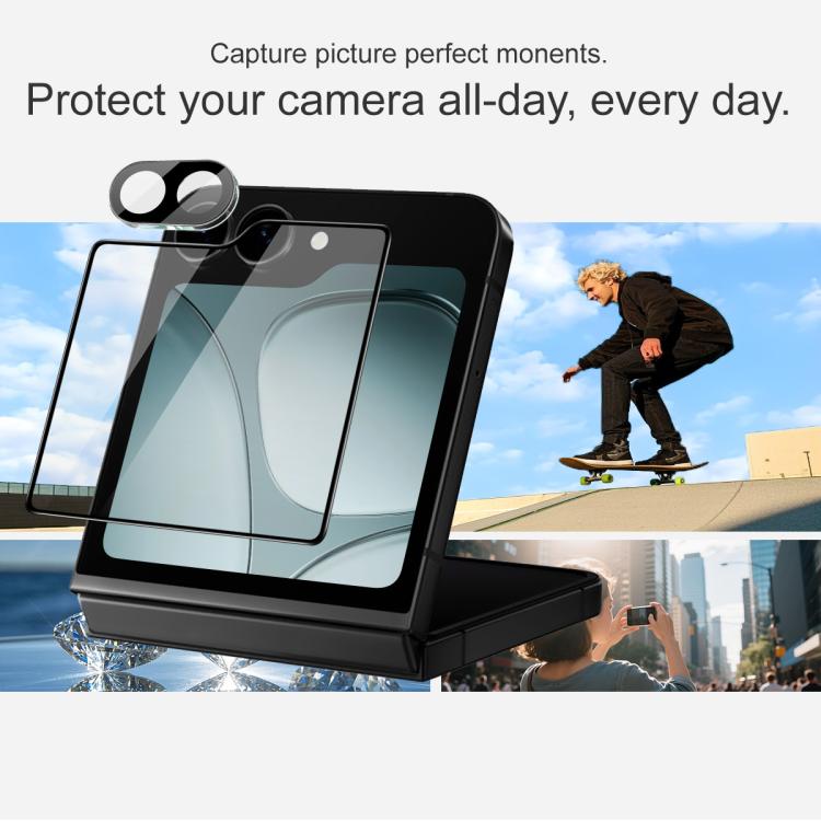 For Samsung Galaxy Z Flip7 FE 1 Sets imak Lens Film + Glass Rear Screen Sticker Black Version