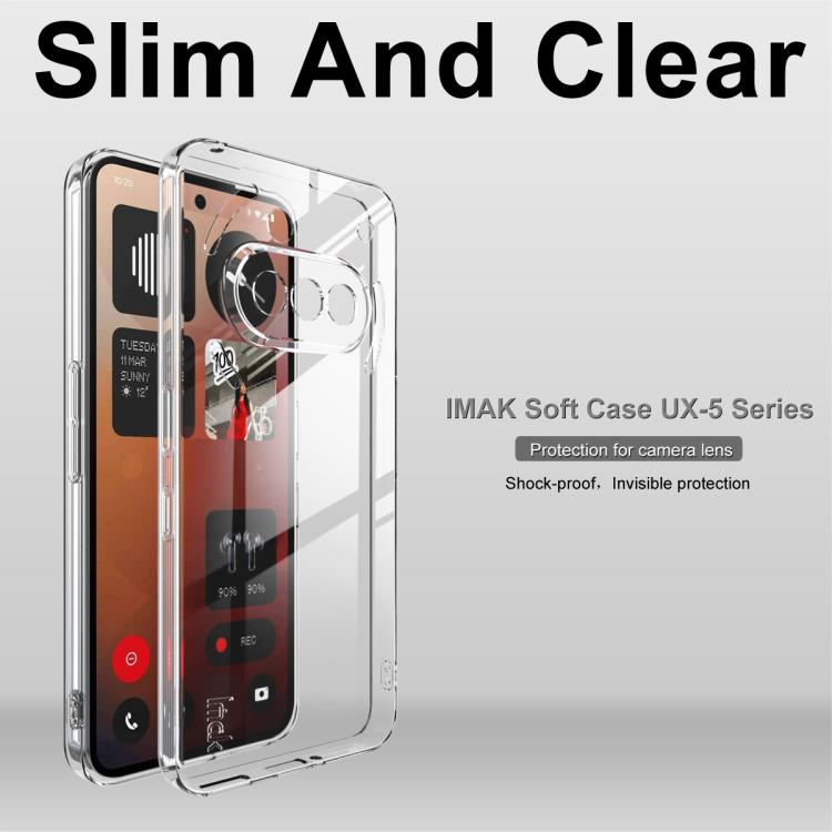For Nothing Phone 3a imak UX-5 Series Super Slim Transparent Shockproof TPU Protective Case - Transparent
