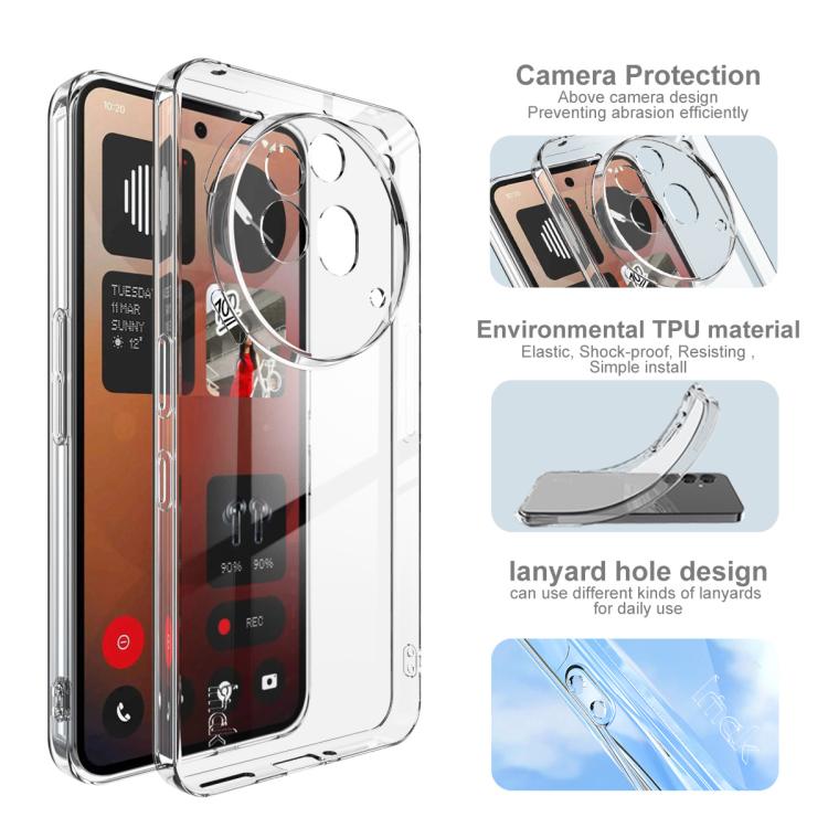 For Nothing Phone 3a Pro imak UX-5 Series Super Slim Transparent Shockproof TPU Protective Case - Transparent