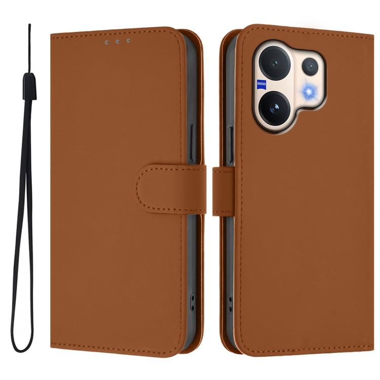 For vivo V60 5G Global Skin Feel Solid Color Leather Phone Case with Lanyard