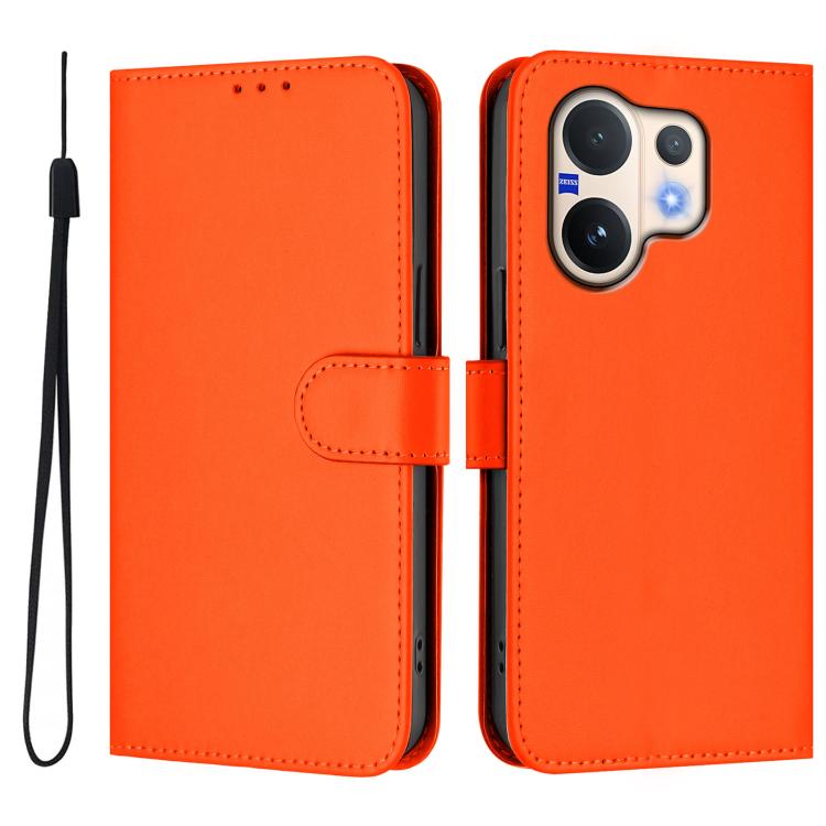 For vivo V60 5G Global Skin Feel Solid Color Leather Phone Case with Lanyard