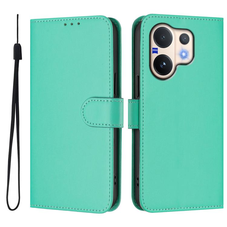 For vivo V60 5G Global Skin Feel Solid Color Leather Phone Case with Lanyard