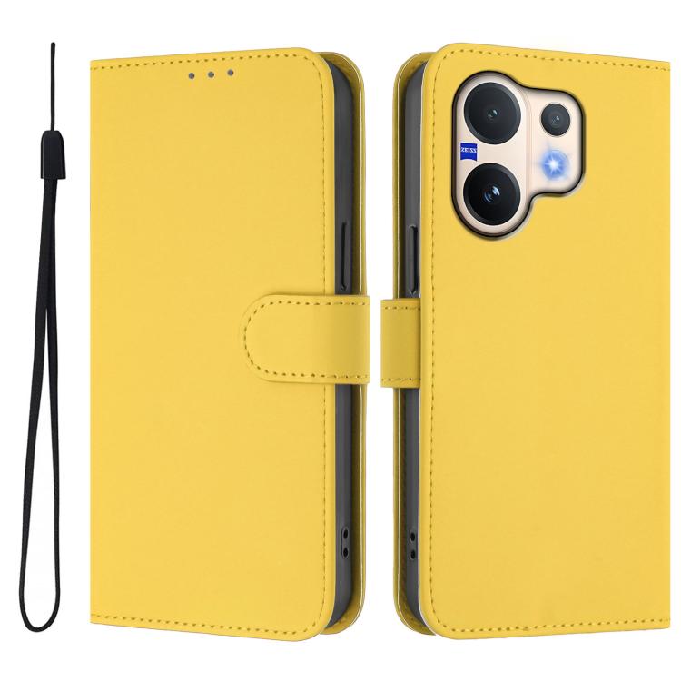 For vivo V60 5G Global Skin Feel Solid Color Leather Phone Case with Lanyard