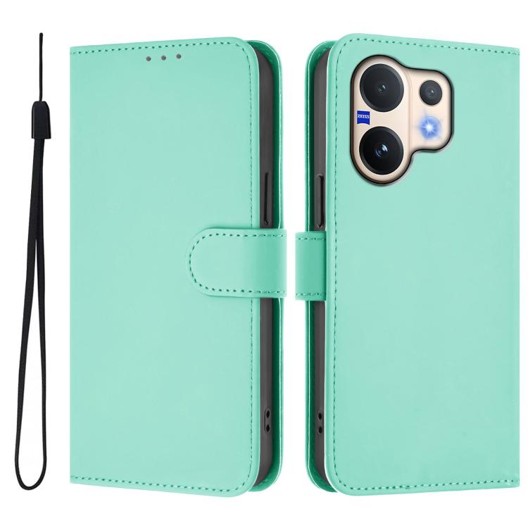 For vivo V60 5G Global Skin Feel Solid Color Leather Phone Case with Lanyard