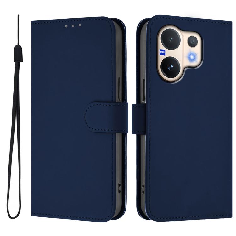For vivo V60 5G Global Skin Feel Solid Color Leather Phone Case with Lanyard