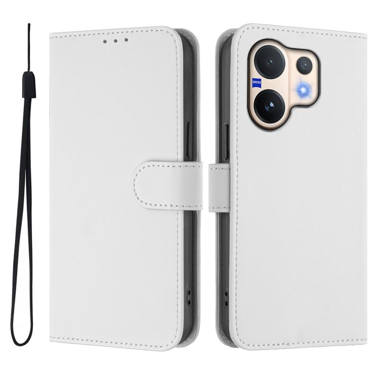 For vivo V60 5G Global Skin Feel Solid Color Leather Phone Case with Lanyard