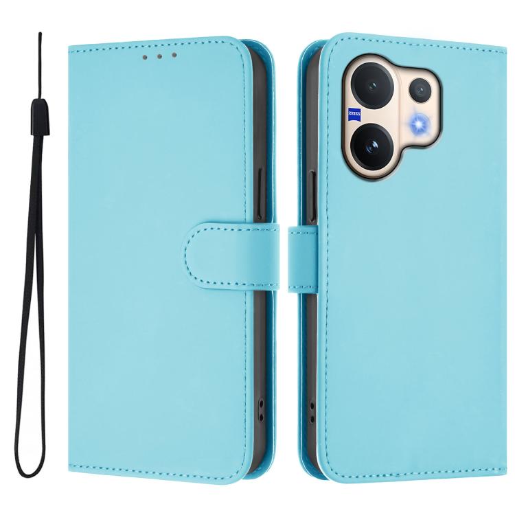 For vivo V60 5G Global Skin Feel Solid Color Leather Phone Case with Lanyard