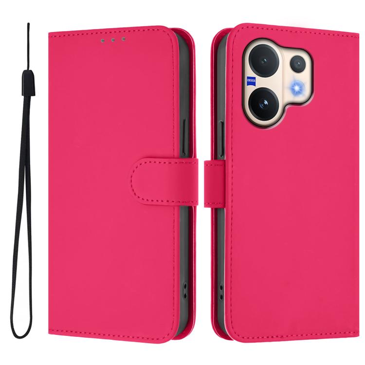 For vivo V60 5G Global Skin Feel Solid Color Leather Phone Case with Lanyard