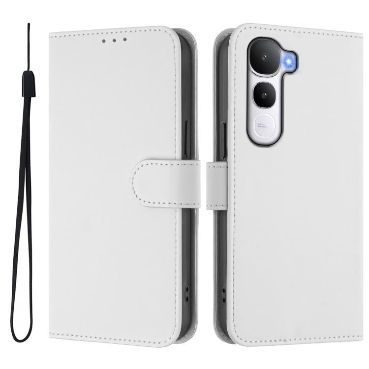 For vivo Y400 5G Global Skin Feel Solid Color Leather Phone Case with Lanyard