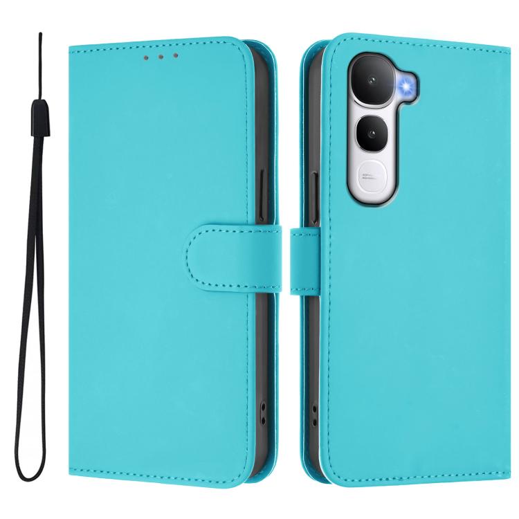 For vivo Y400 5G Global Skin Feel Solid Color Leather Phone Case with Lanyard