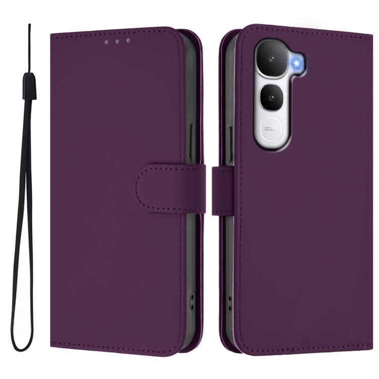 For vivo Y400 5G Global Skin Feel Solid Color Leather Phone Case with Lanyard