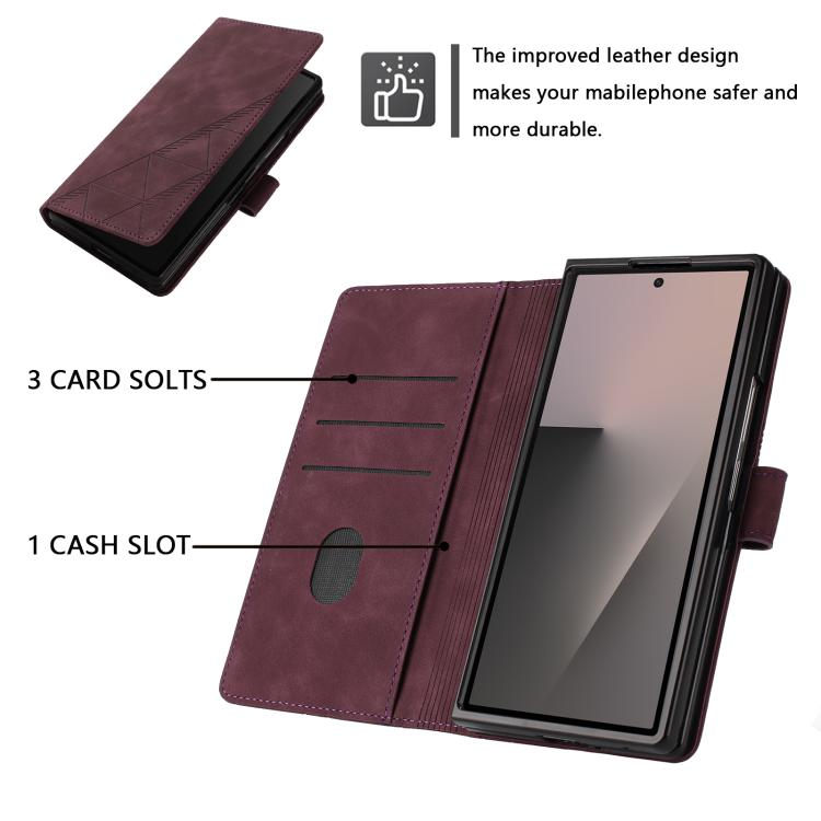 For Samsung Galaxy Z Fold7 5G 3D Embossed Flip Leather Phone Case
