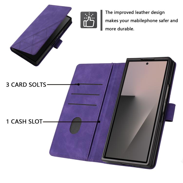 For Samsung Galaxy Z Fold7 5G 3D Embossed Flip Leather Phone Case