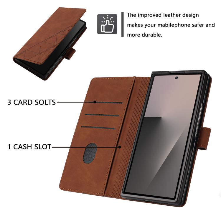 For Samsung Galaxy Z Fold7 5G 3D Embossed Flip Leather Phone Case