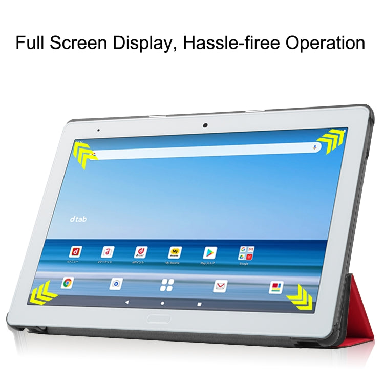 For Sharp Dtab D-41A uster Texture Smart PU Leather Case with Sleep / Wake-up Function & 3-Fold Holder