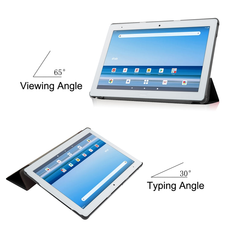 For Sharp Dtab D-41A uster Texture Smart PU Leather Case with Sleep / Wake-up Function & 3-Fold Holder