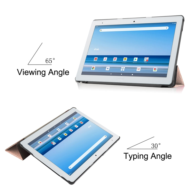 For Sharp Dtab D-41A uster Texture Smart PU Leather Case with Sleep / Wake-up Function & 3-Fold Holder