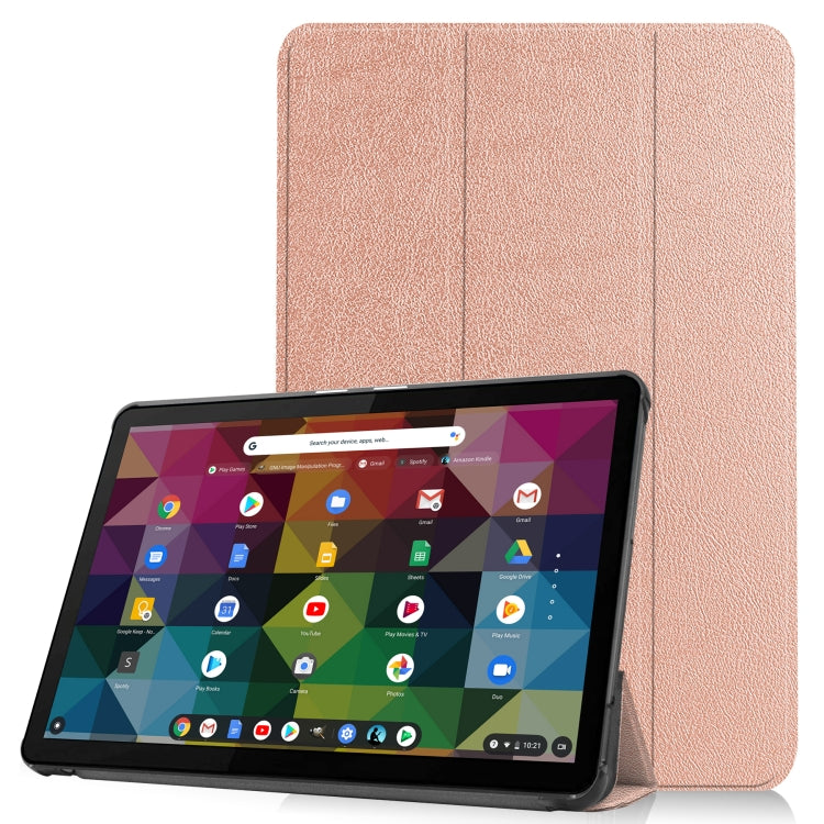 For Lenovo Duet Chromebook uster Texture Smart PU Leather Case with Sleep / Wake-up Function & 3-Fold Holder