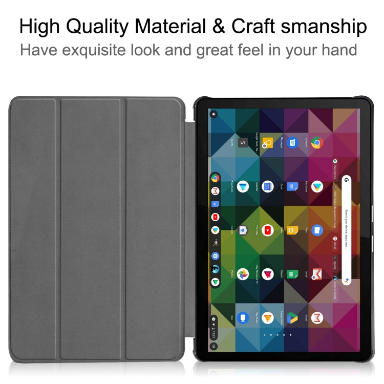For Lenovo Duet Chromebook uster Texture Smart PU Leather Case with Sleep / Wake-up Function & 3-Fold Holder