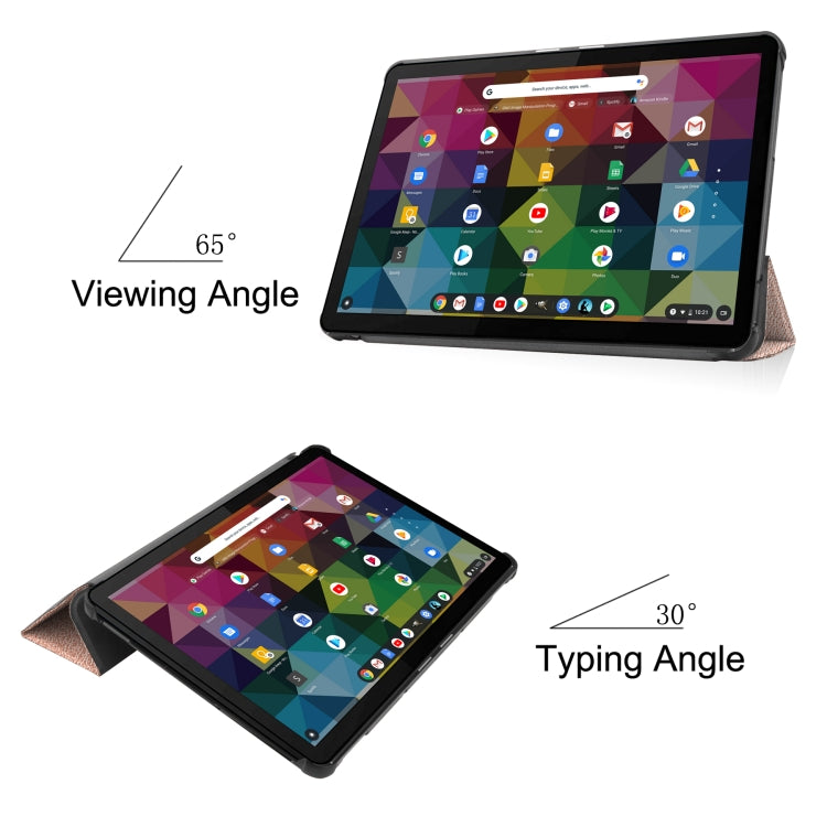 For Lenovo Duet Chromebook uster Texture Smart PU Leather Case with Sleep / Wake-up Function & 3-Fold Holder