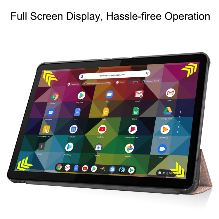 For Lenovo Duet Chromebook uster Texture Smart PU Leather Case with Sleep / Wake-up Function & 3-Fold Holder