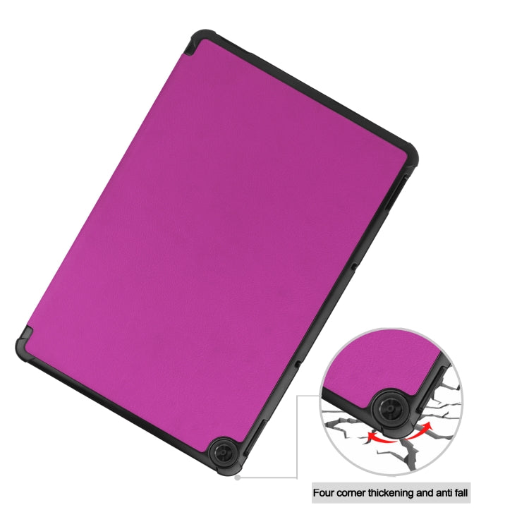 For Lenovo Duet Chromebook uster Texture Smart PU Leather Case with Sleep / Wake-up Function & 3-Fold Holder