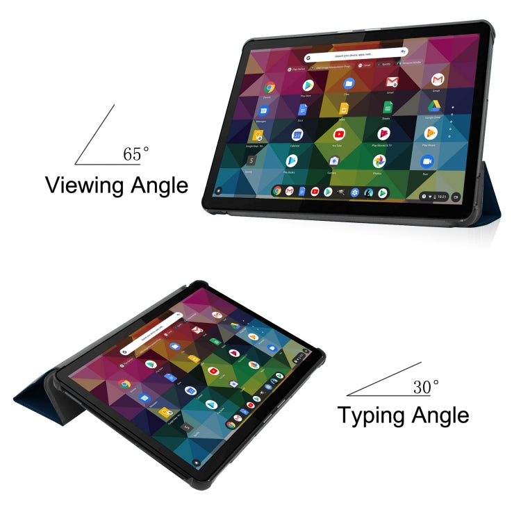 For Lenovo Duet Chromebook uster Texture Smart PU Leather Case with Sleep / Wake-up Function & 3-Fold Holder