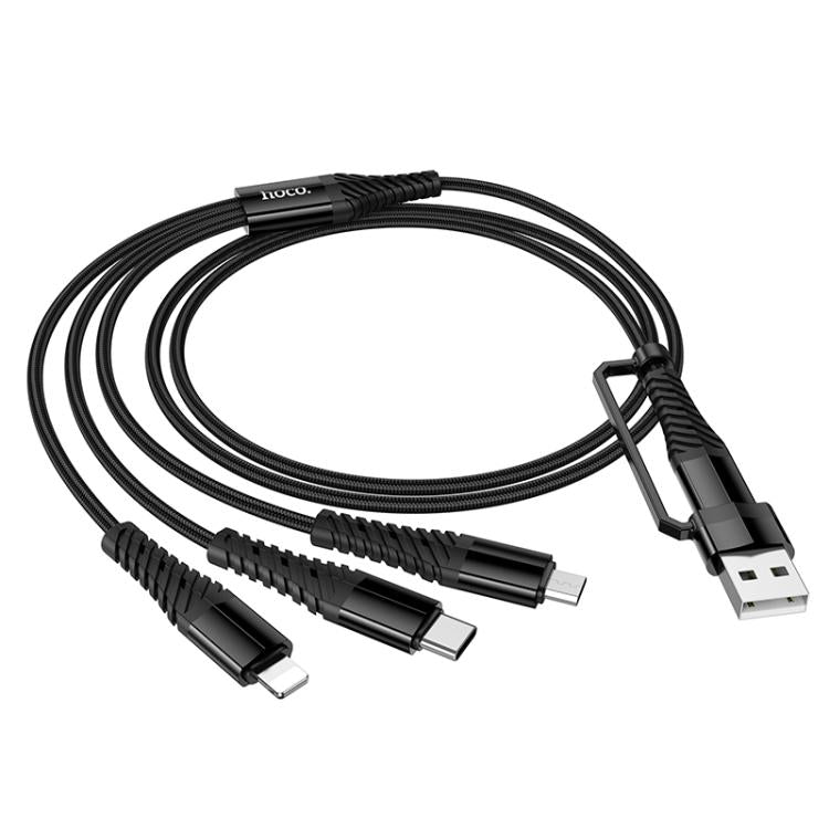 hoco X123 Victory USB/Type-C to 8 Pin, Type-C and Micro USB 3 in 2 Charging Cable, Length: 1m - Black