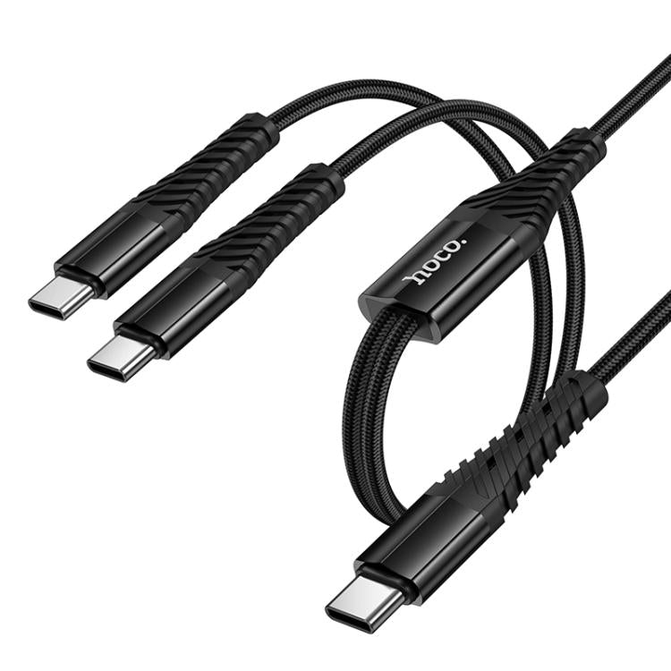 hoco X123 Victory Type-C to Type-C x 2 2 in 1 Charging Cable, Length: 1m - Black