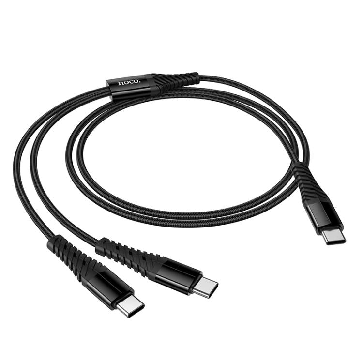 hoco X123 Victory Type-C to Type-C x 2 2 in 1 Charging Cable, Length: 1m - Black