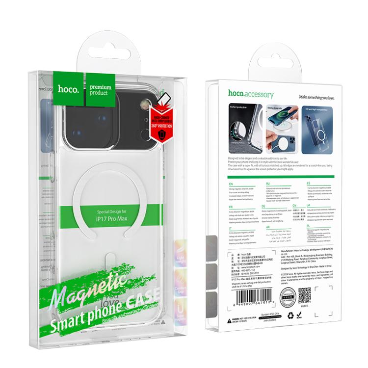 For iPhone 17 Pro Max hoco MagSafe Magnetic Series Airbag Shockproof Phone Case - Transparent